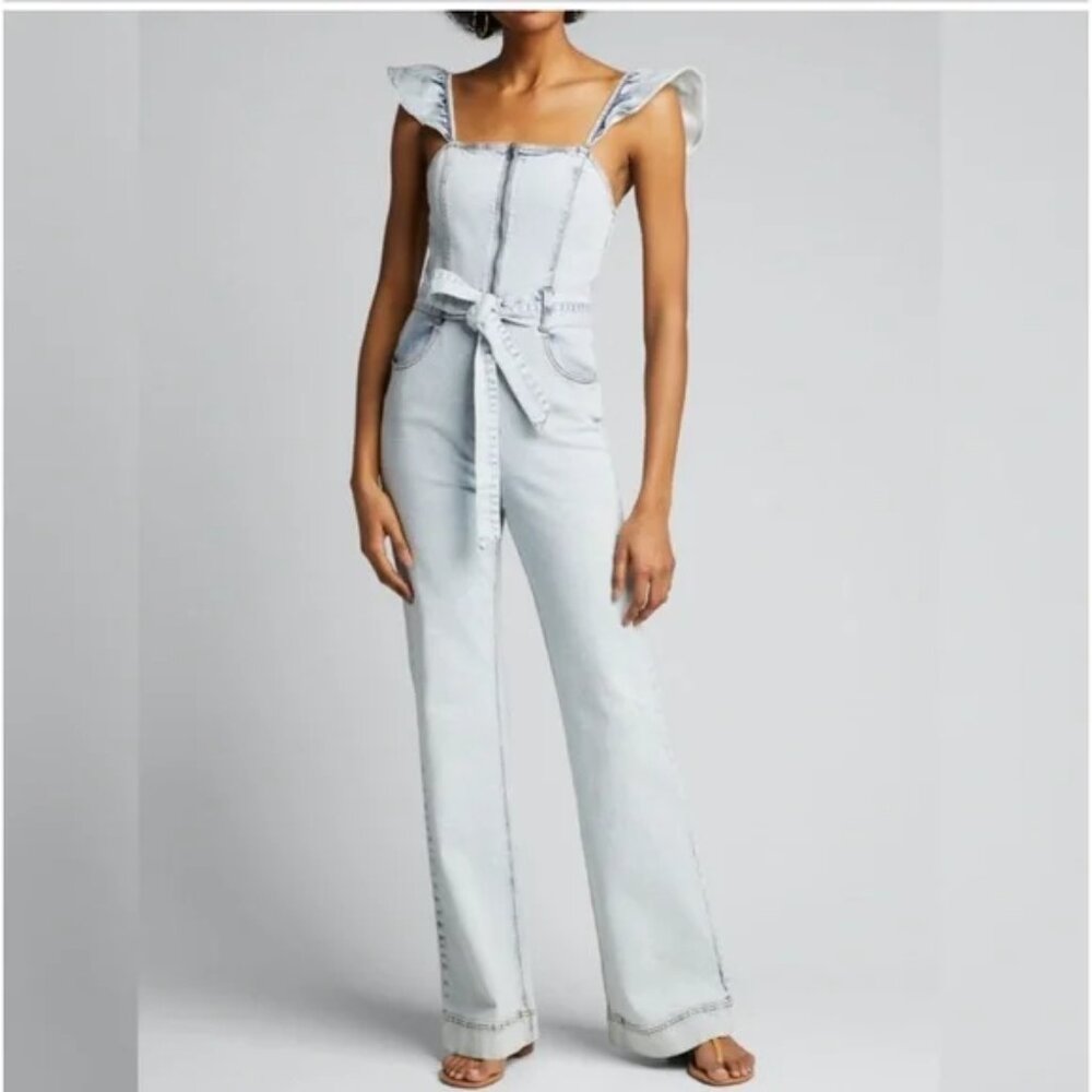 Alice + Olivia Jean Flutter Sleeve Jumpsuit in Fools Paradise Size 30